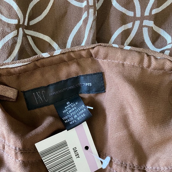 Brown and White Circles Silk Chiffon Dress Size 6 - Picture 4 of 4